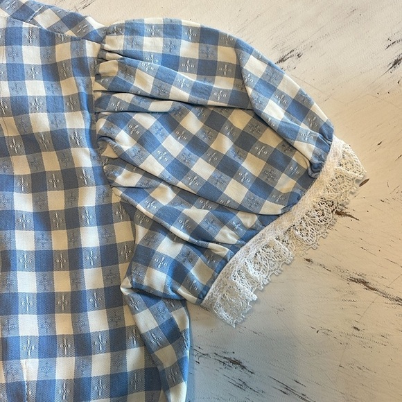 VINTAGE Blue Gingham Girl’s Dress - Picture 3 of 4